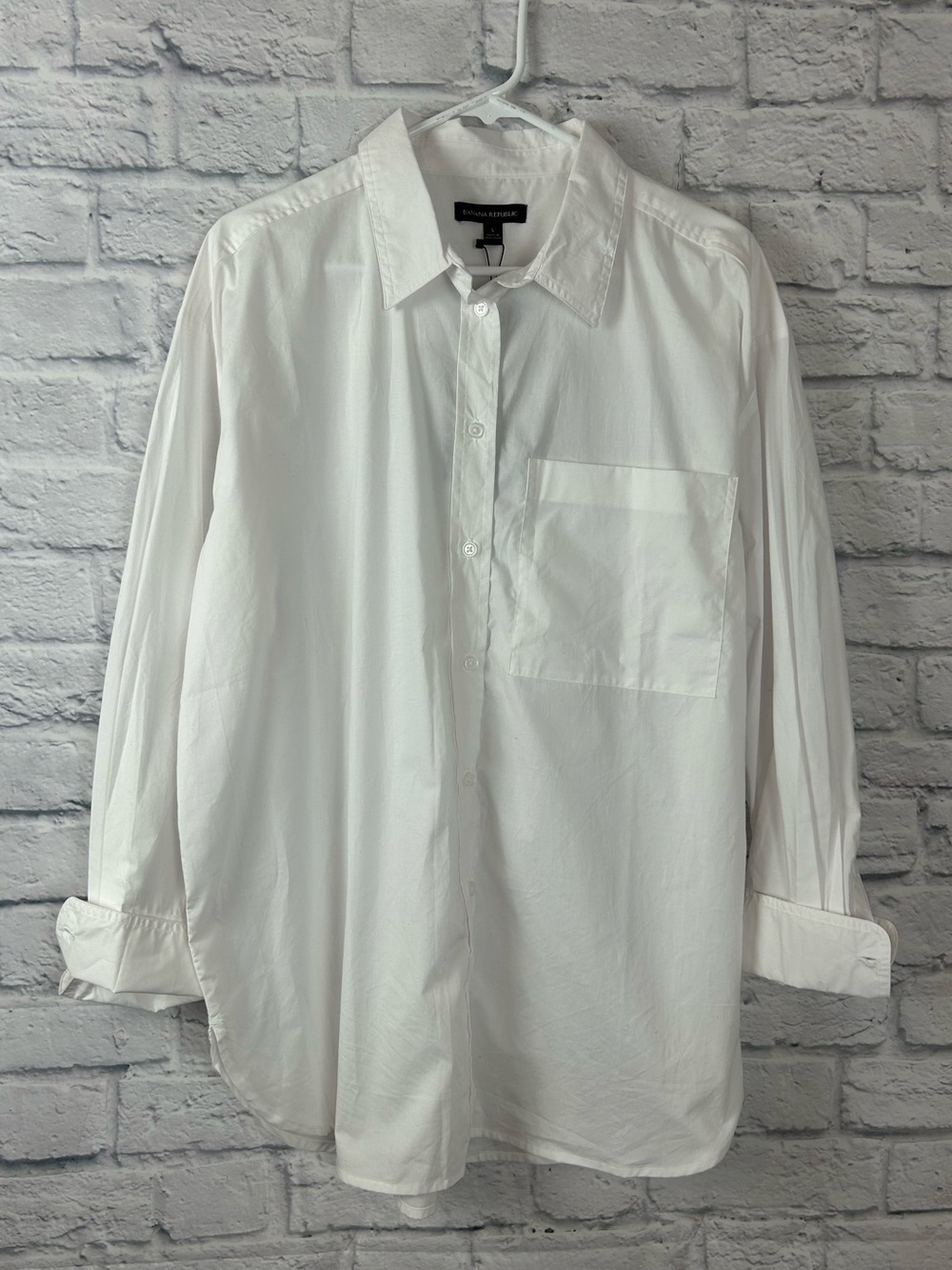 Banana Republic White Cotton Oversized Button Down Shirt Large NWT